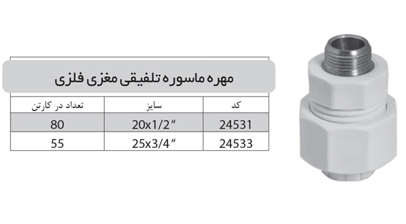 مهره ماسوره تلفیقی مغزی فلزی