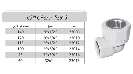 زانو یکسر بوشن فلزی