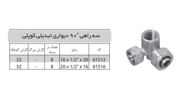 سه راهی 90 تبدیلی دیواری کوپلی