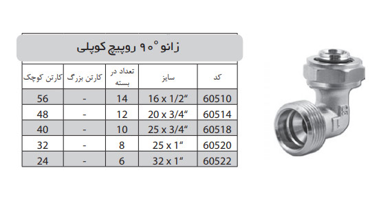 زانو 90 درجه روپیچی کوپلی